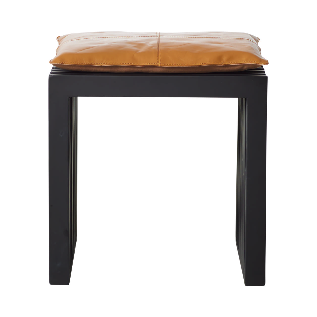 Rib sæt, mahogni skammel sort, lys læderhynde